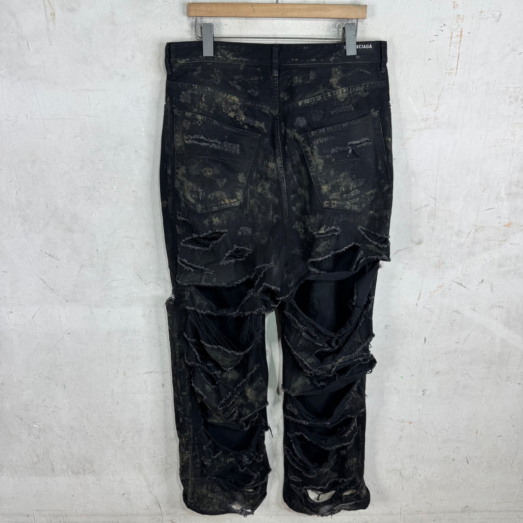 Balenciaga Mud Slashed Jeans