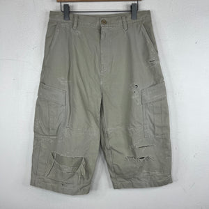Balenciaga Beige Cropped Cargo Ripstop Long Shorts