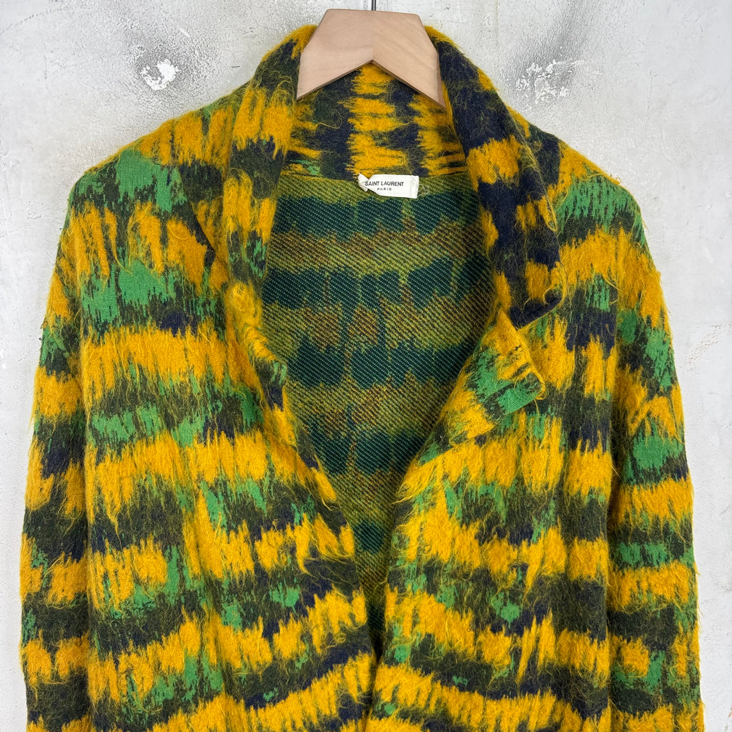 Saint Laurent Shaggy Patterned Double Breasted Cardigan
