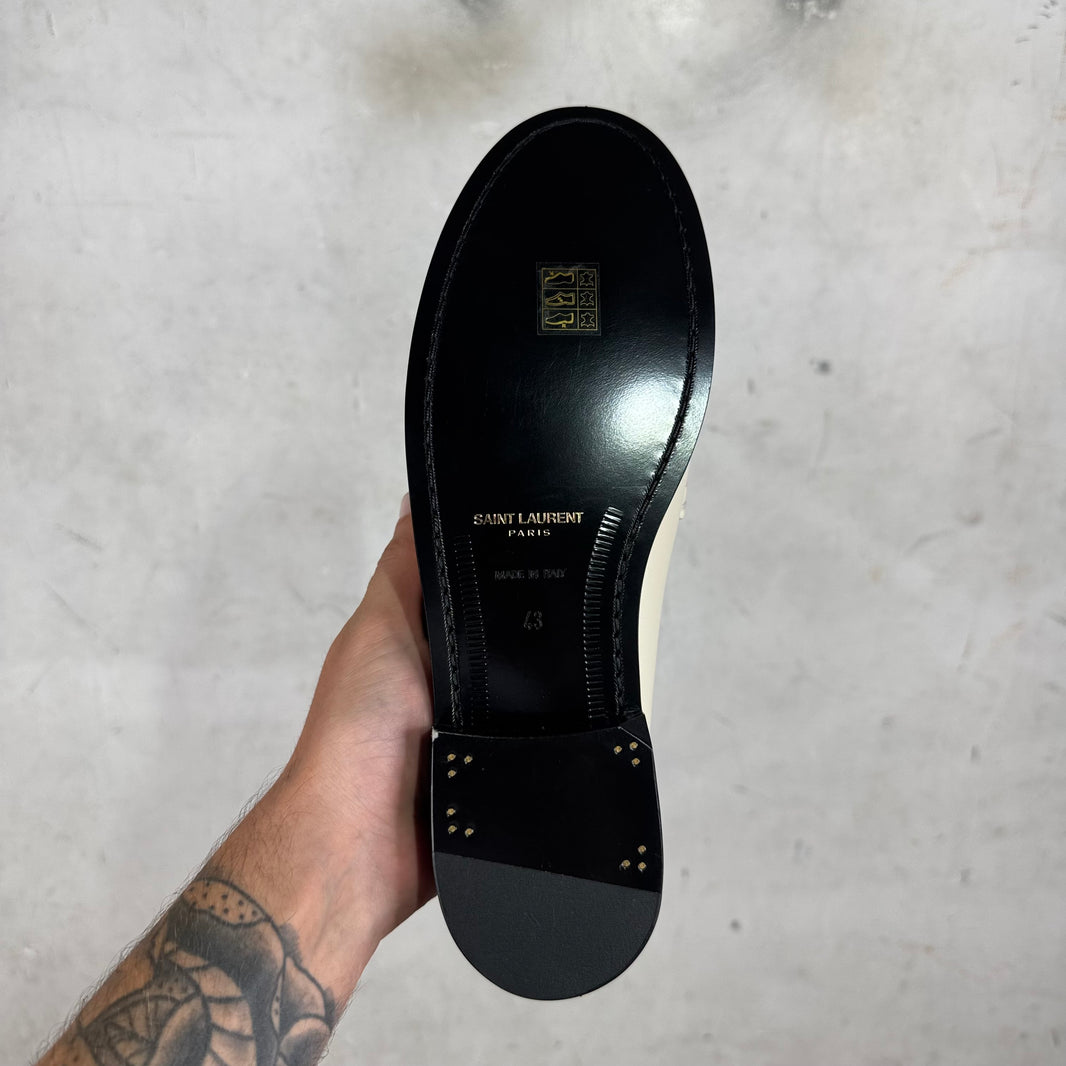 Saint Laurent Logo Beige Loafers