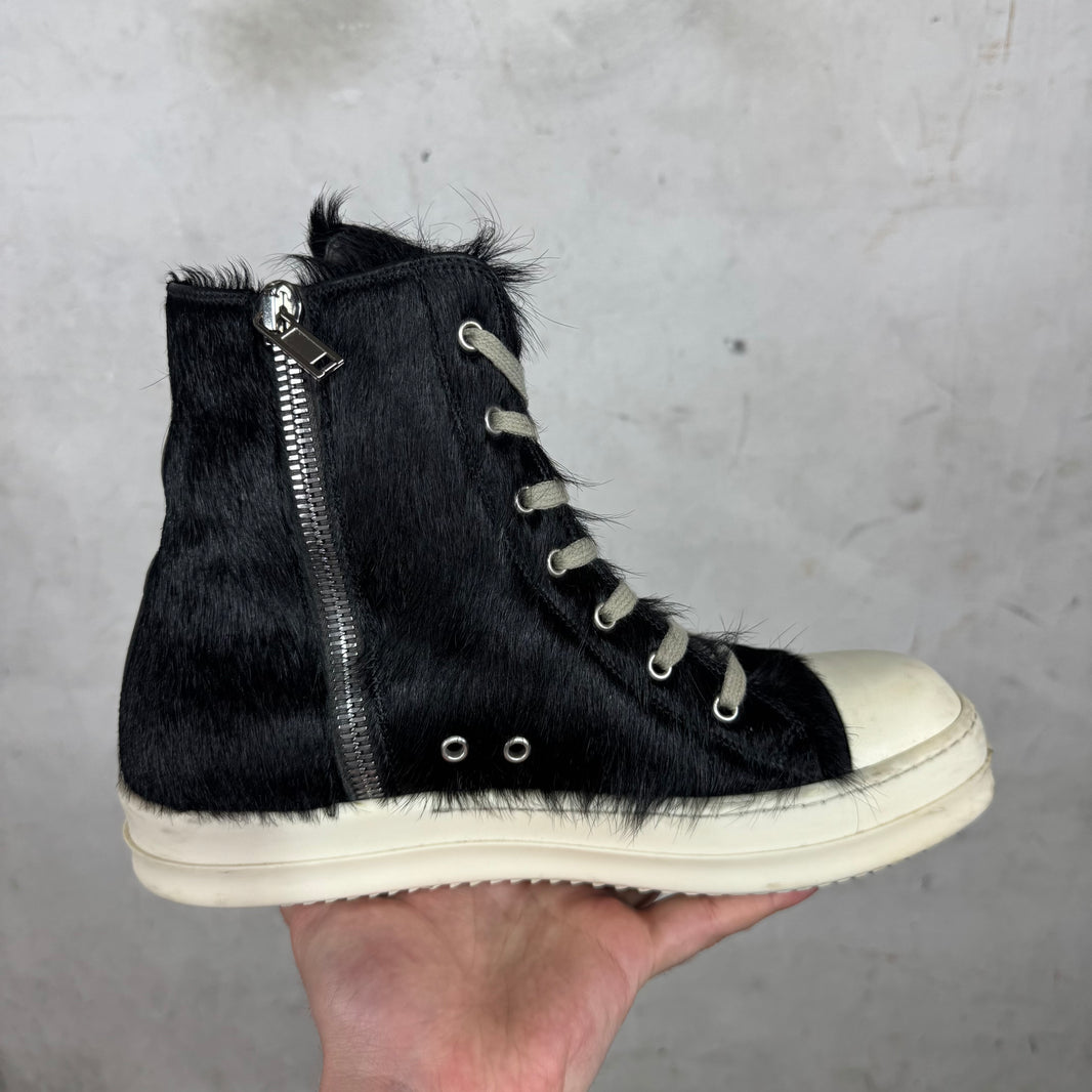 Rick Owens Black Ponyhair Ramone Highs