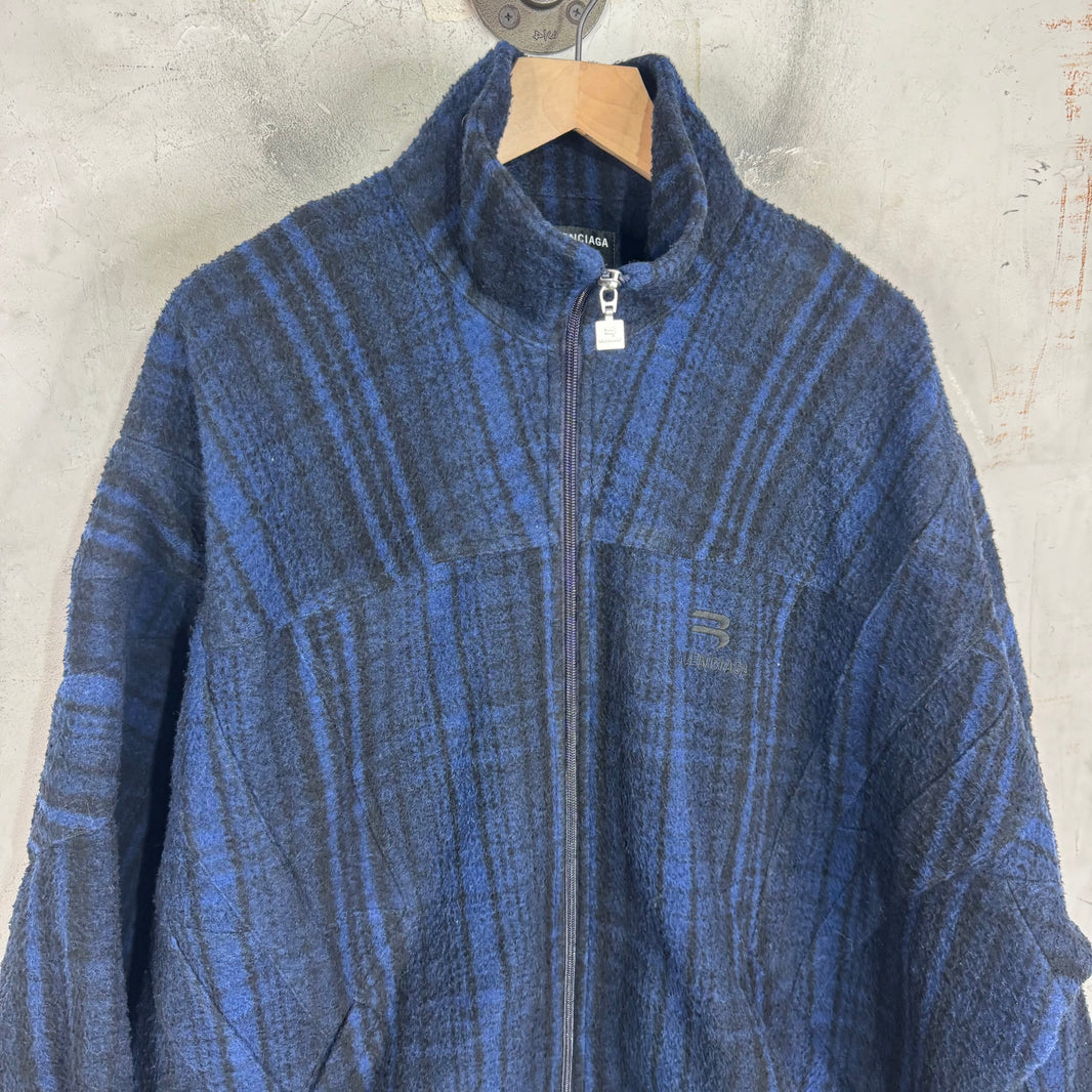 Balenciaga Sporty B Plaid Wool Jacket