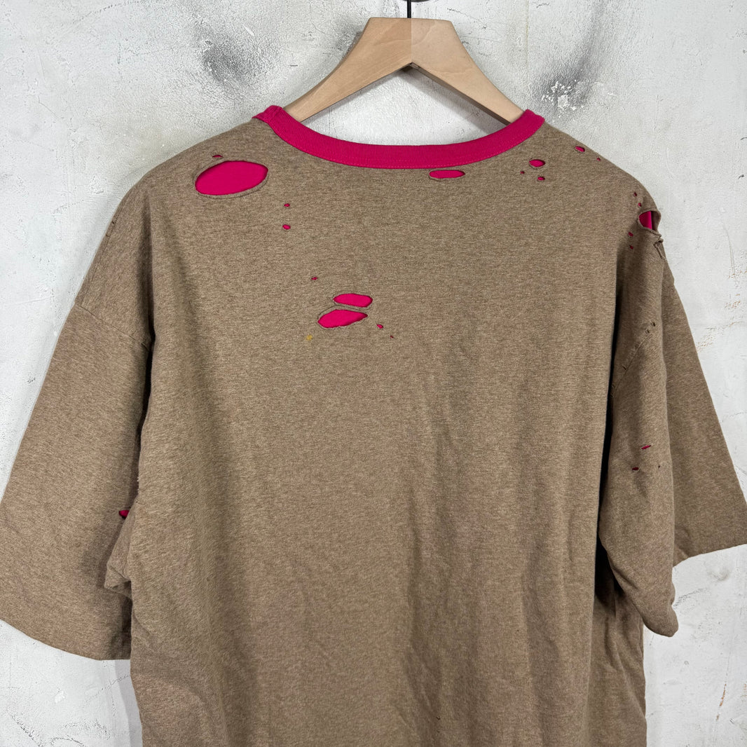 Maison Mihara Yasuhiro Logo Distressed Layered T-Shirt