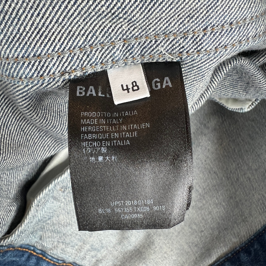 Balenciaga Blue/Green Twinset Hooded Denim Jacket