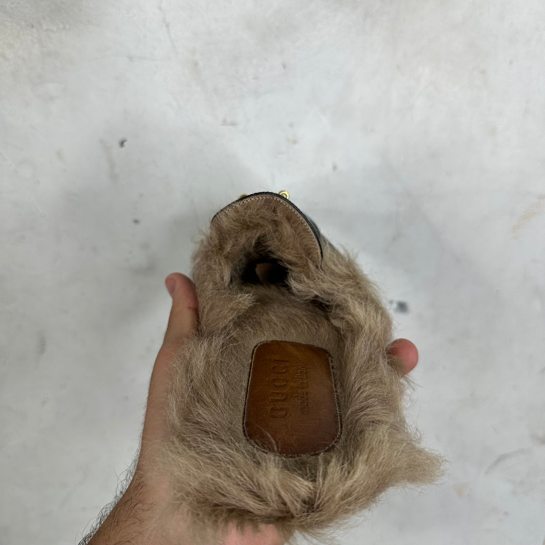 Gucci Smoked Horsebit Fur Mules