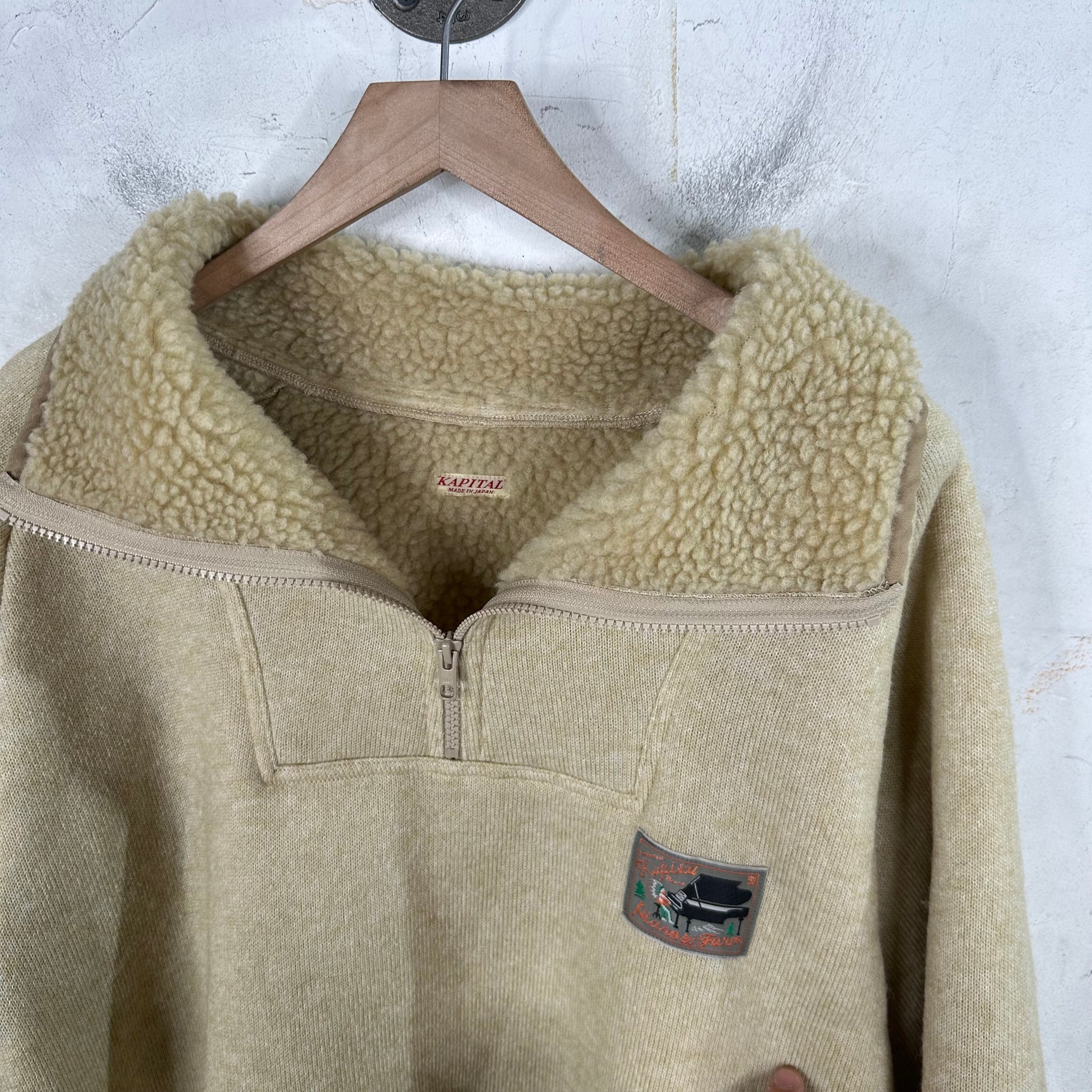 Kapital Sherpa Lined Zip Pullover