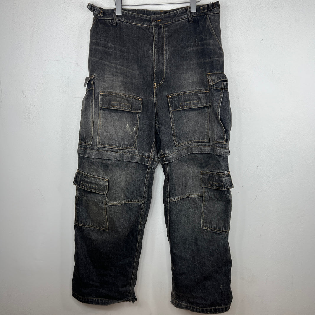 Balenciaga Washed Denim Convertible Cargo Pants