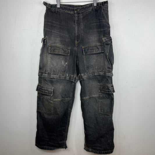 Balenciaga Washed Denim Convertible Cargo Pants