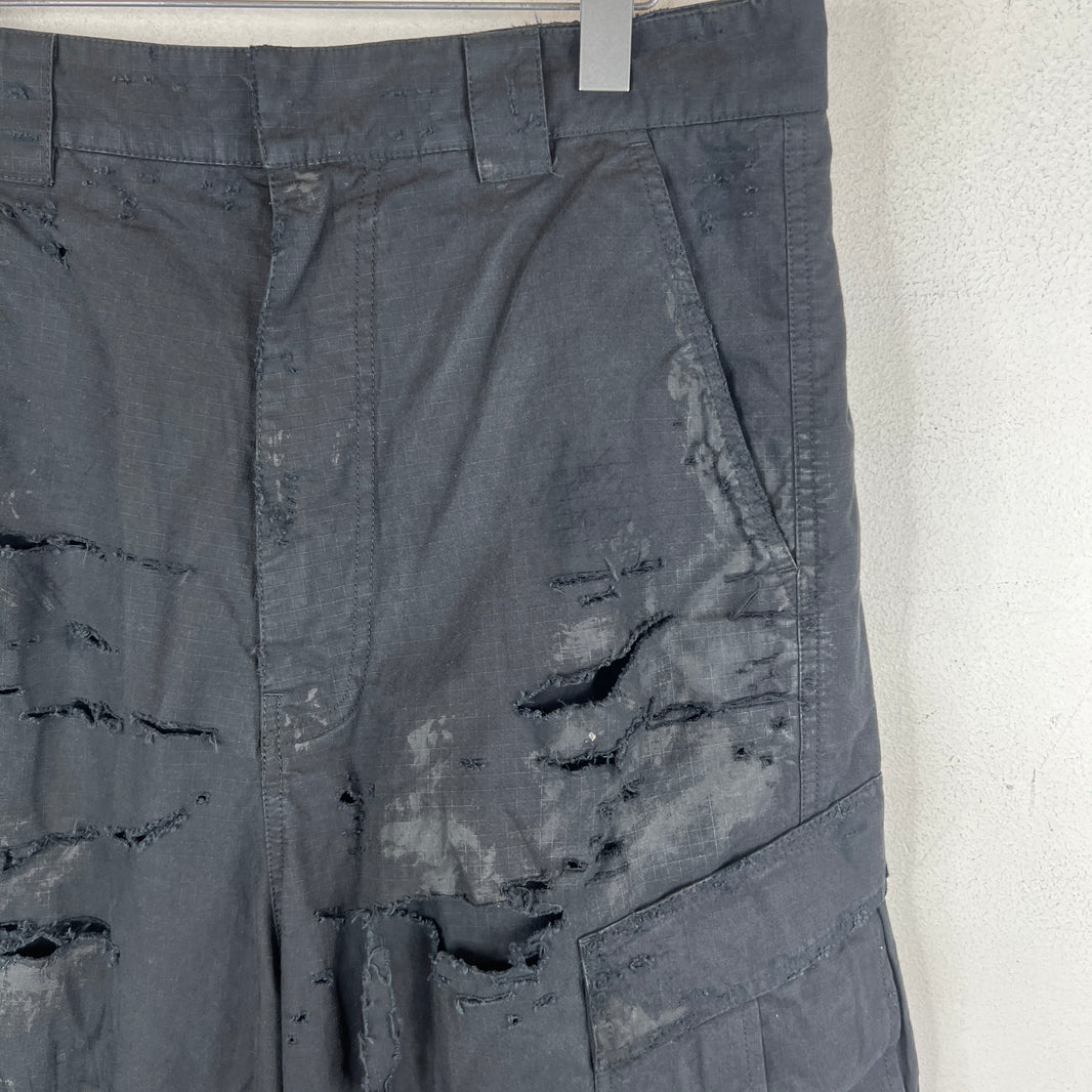 Balenciaga Distressed Ripstop Double Layer Cargo Pants