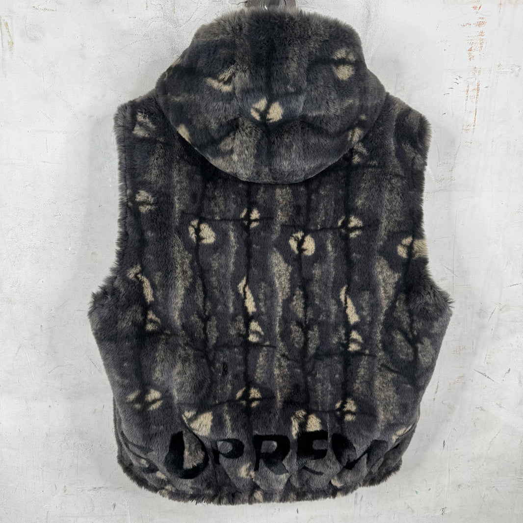 Supreme Hooded Faux Fur Vest