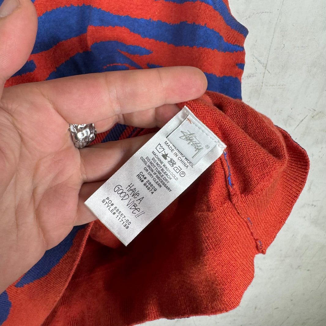 Stussy Red/Blue Tiger Sweater Vest