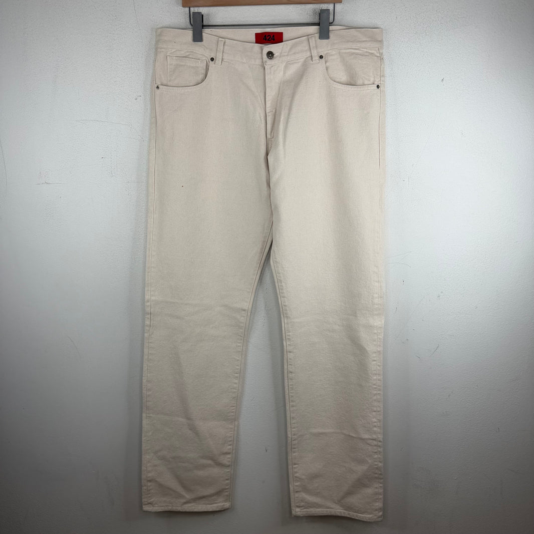 424 White Loose Fit 5 Pocket Straight Jeans