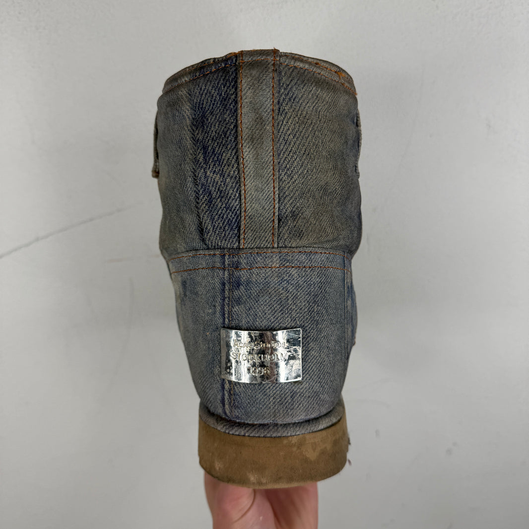 Acne Studios Batter Low Denim Print Boots