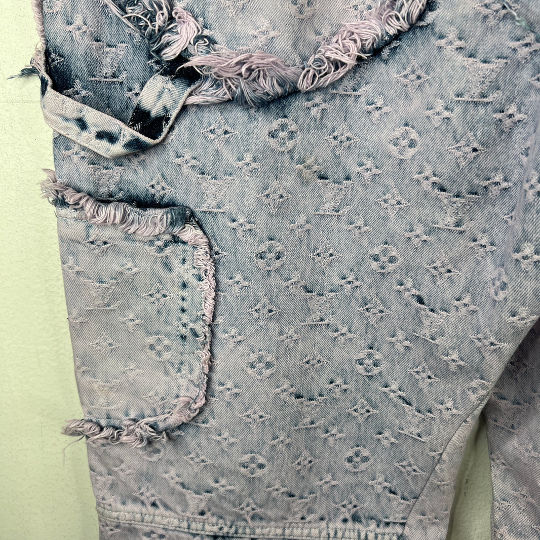 Louis Vuitton Purple Flayed Monogram Flared Carpenter Jeans