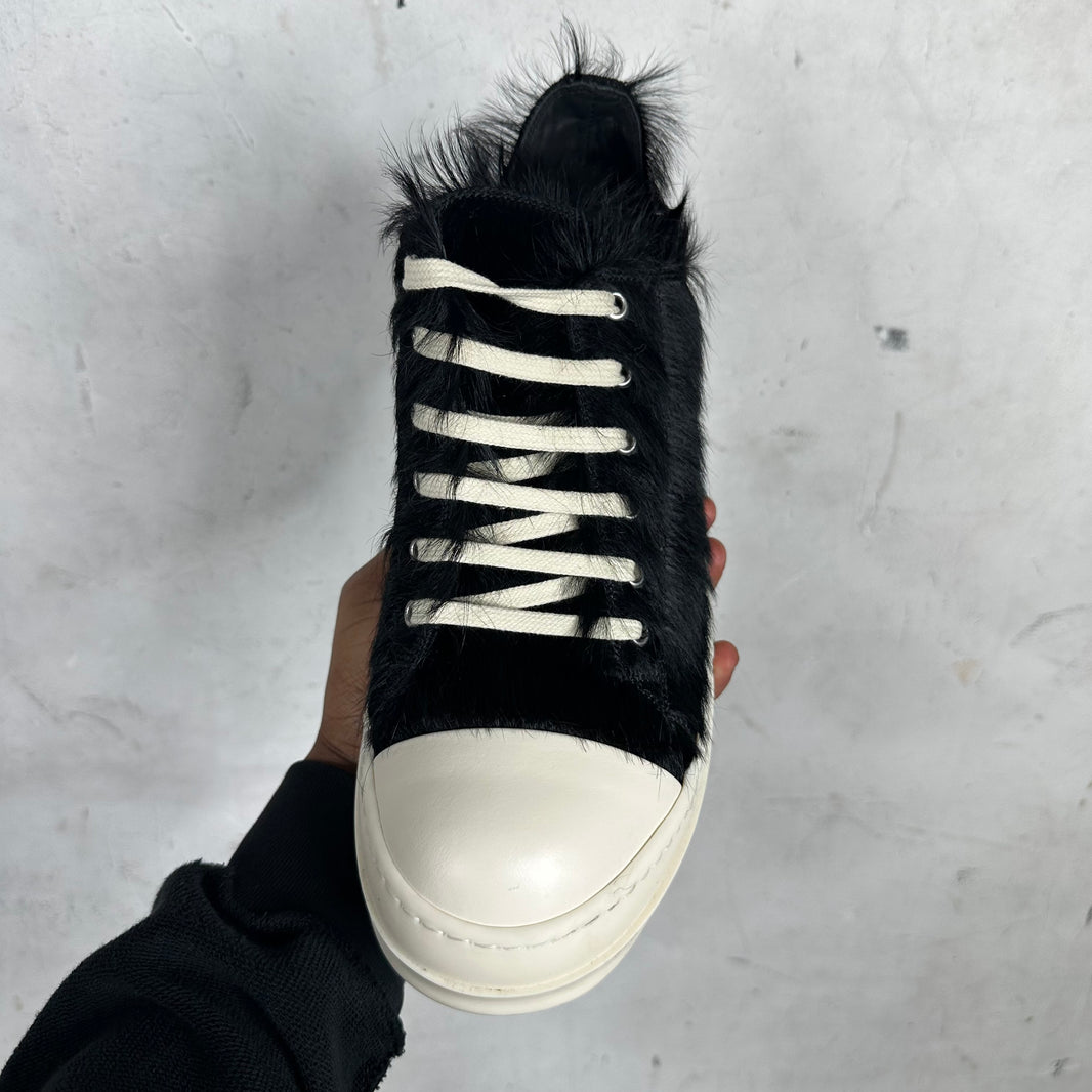 Rick Owens Black Furry Low Ramones Sneakers