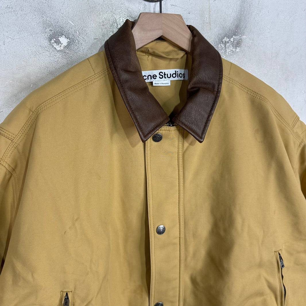 Acne Studios Faux Leather Collared Boxy Work Jacket