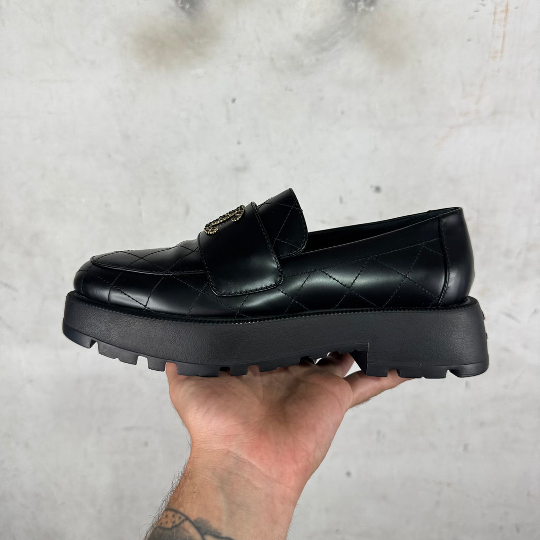 Chanel Quilted Logo Loafers