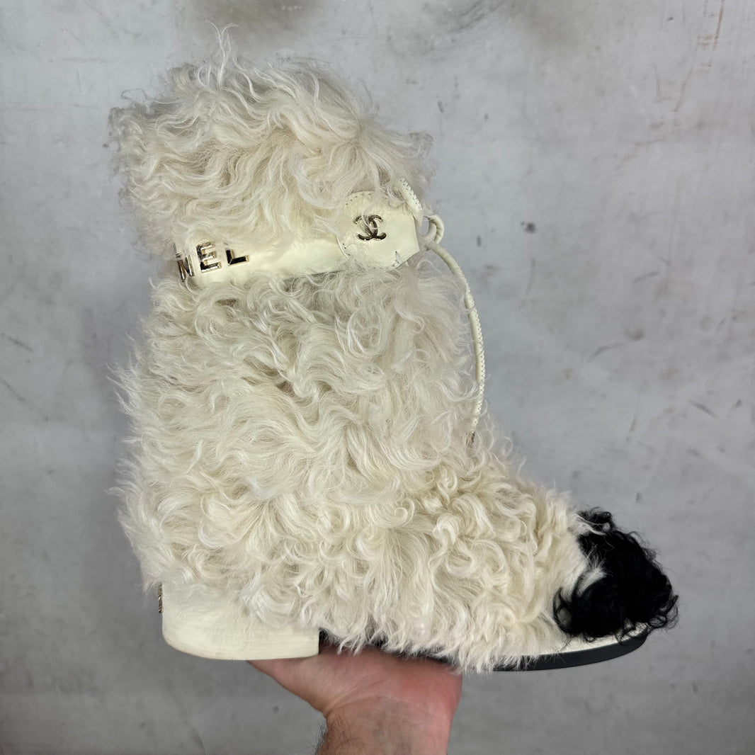Chanel Shearling Strap Boots