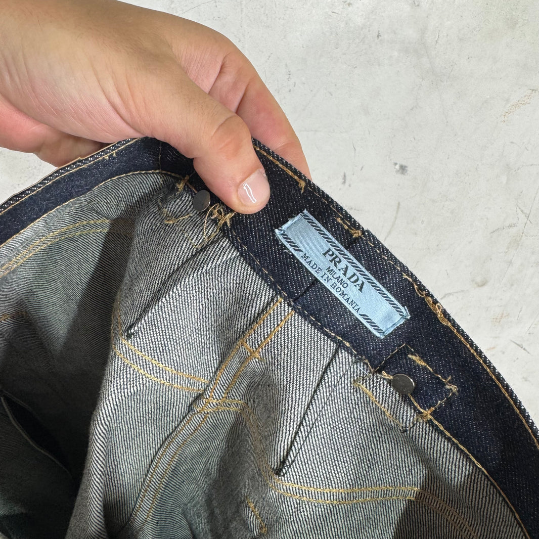 Prada Raw Buckle Back Jeans