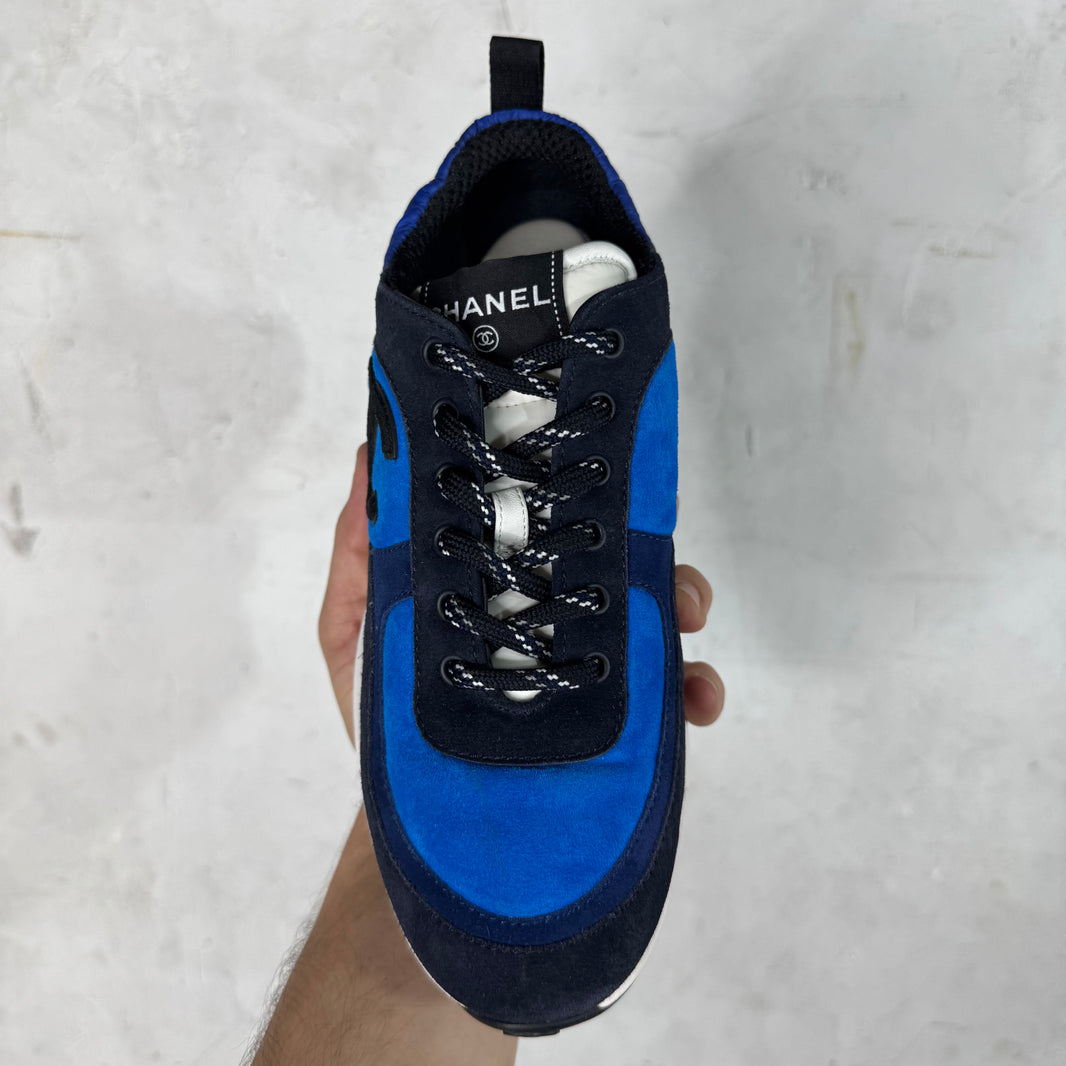 Chanel Blue Suede Runner Trainers