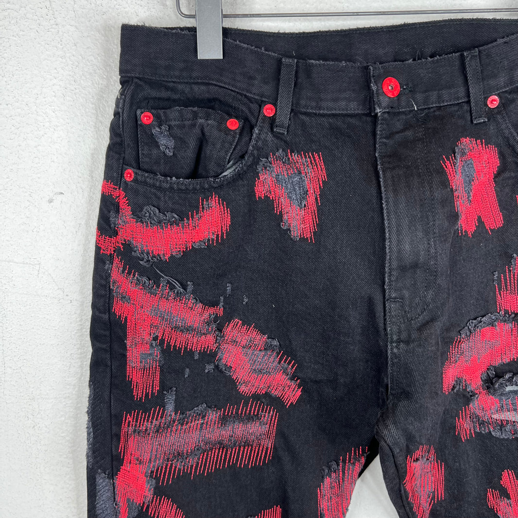Endless Denim Black/Red Spellout Jeans