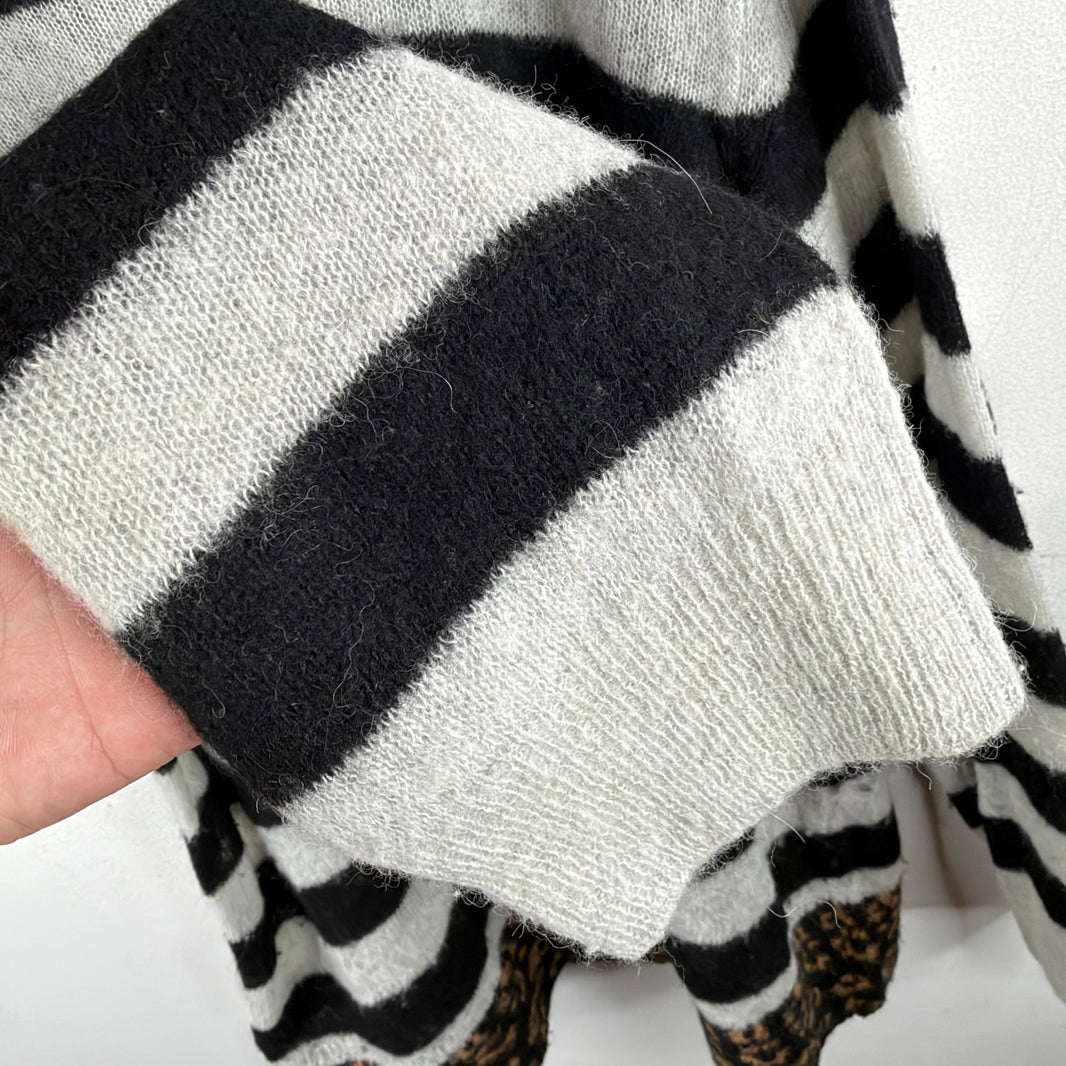 Dries Van Noten Striped/Cheetah Thin Knit Sweater