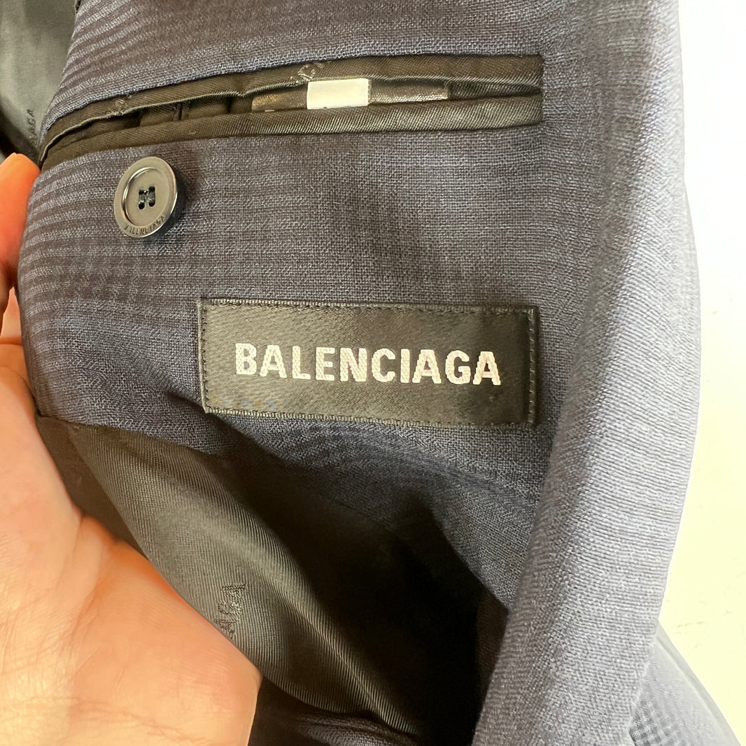 Balenciaga Checkered Single Breasted Trench Coat