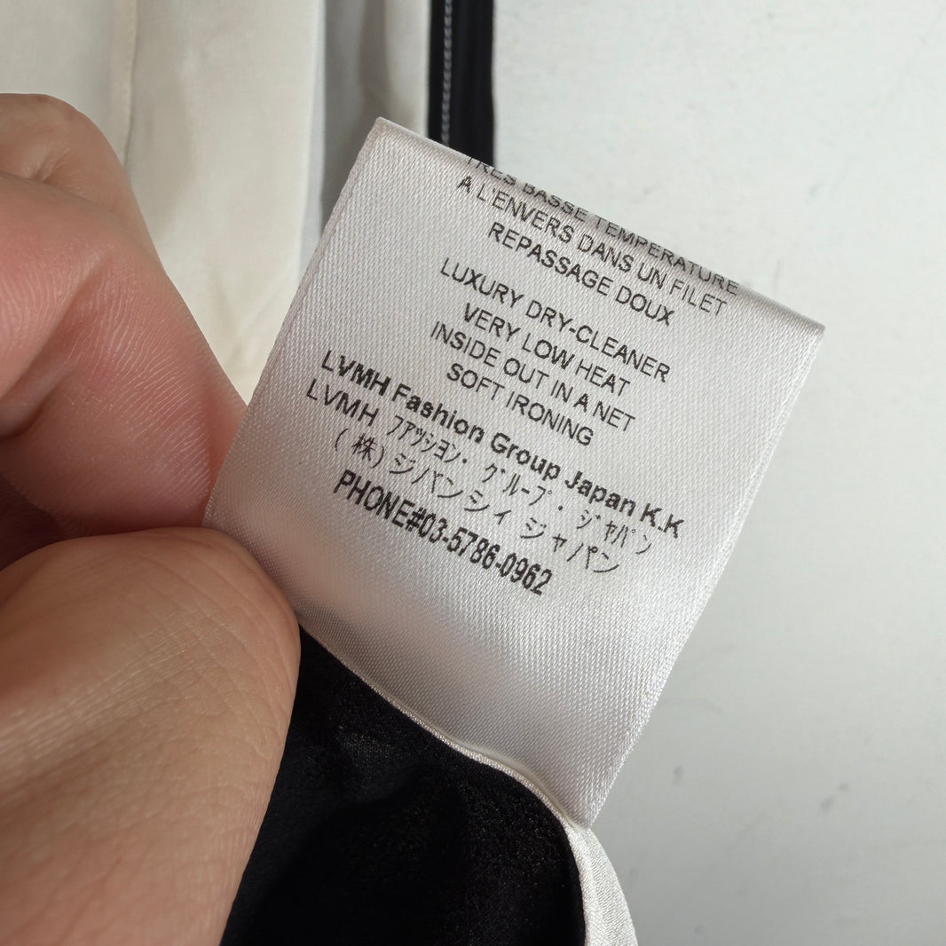 Givenchy White/Black Split Silk Button Up LS Shirt