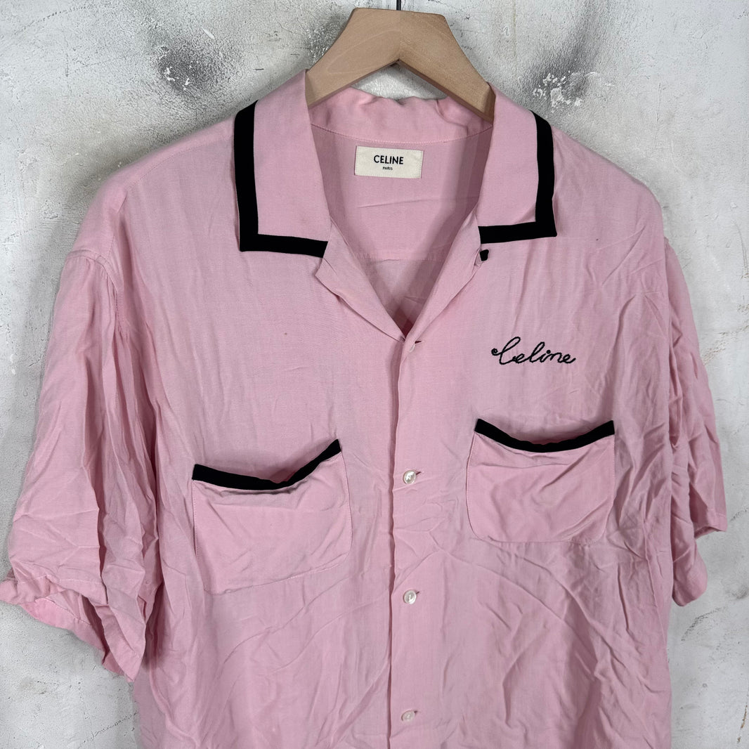 Celine Script Bowling Rayon Shirt