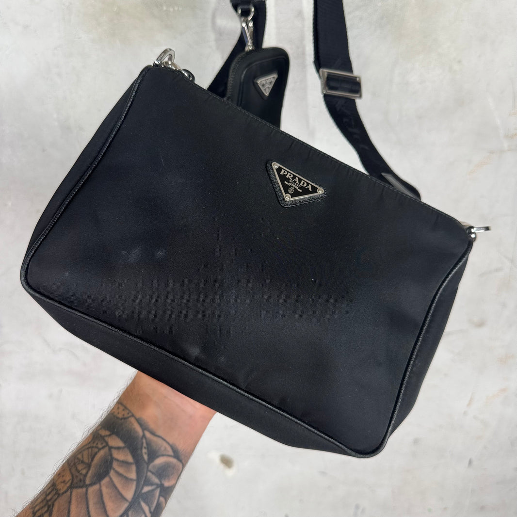 Prada Renylon Large Pocketed Messenger Bag