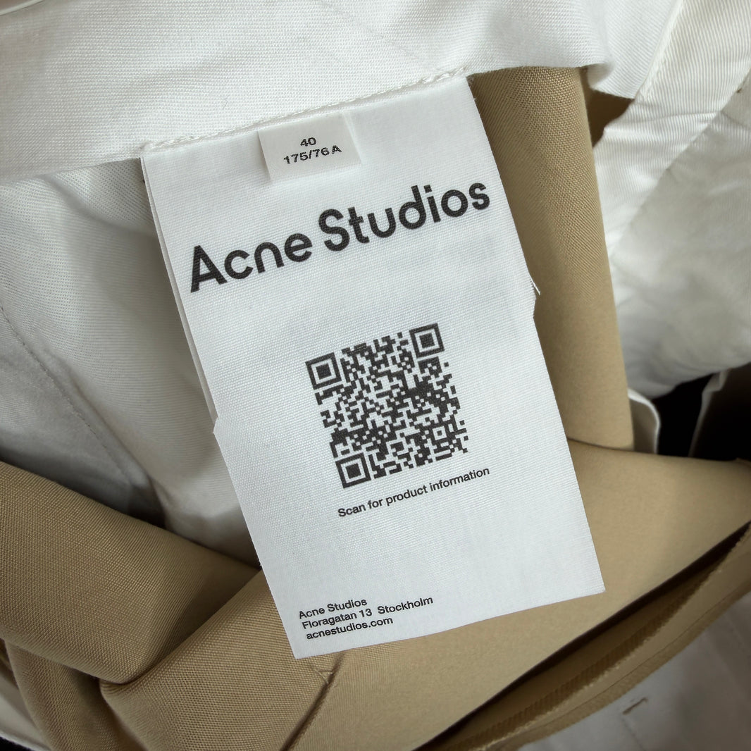 Acne Studios Baggy Wide Leg Khaki Trousers