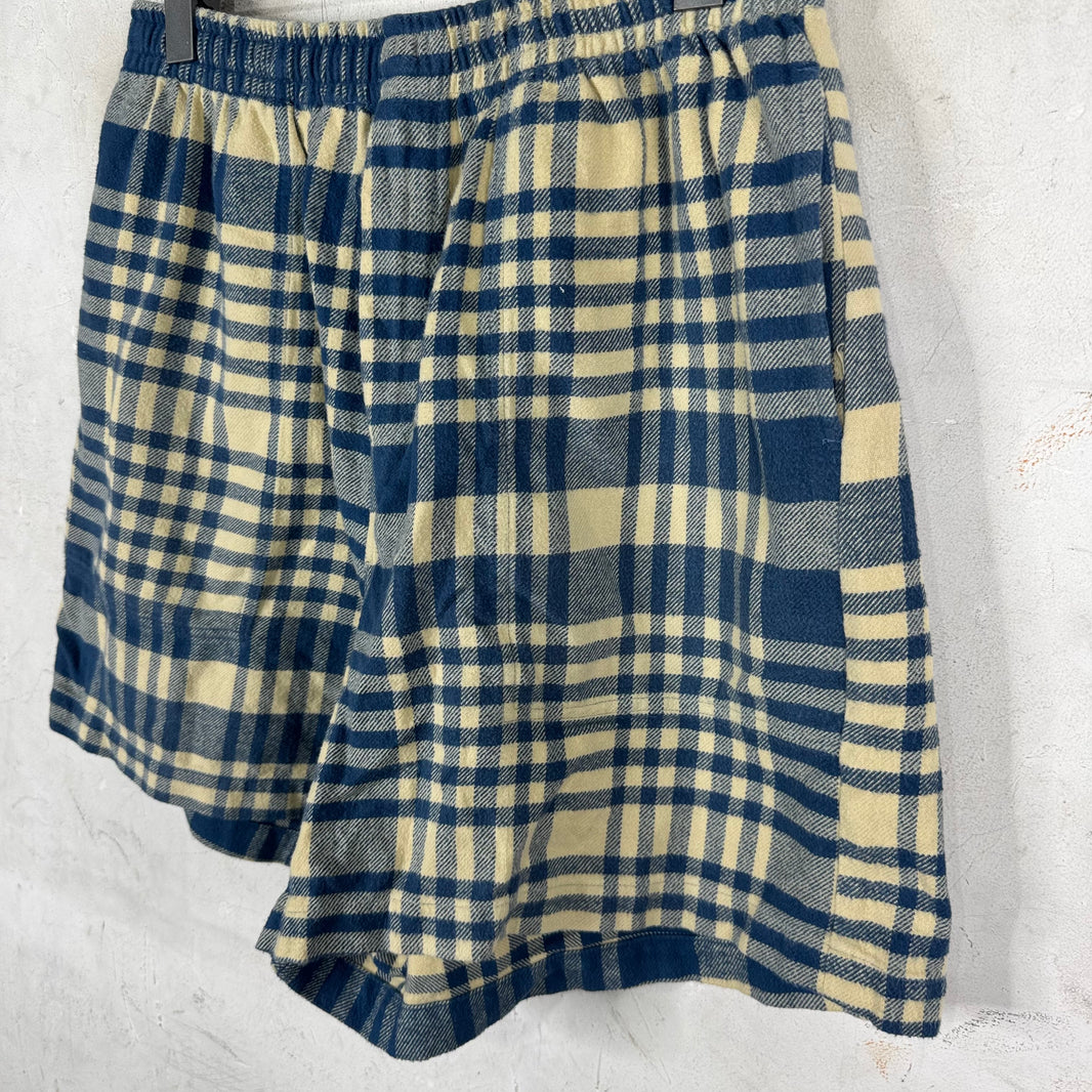Bode Navy/Beige Plaid Flannel Shorts