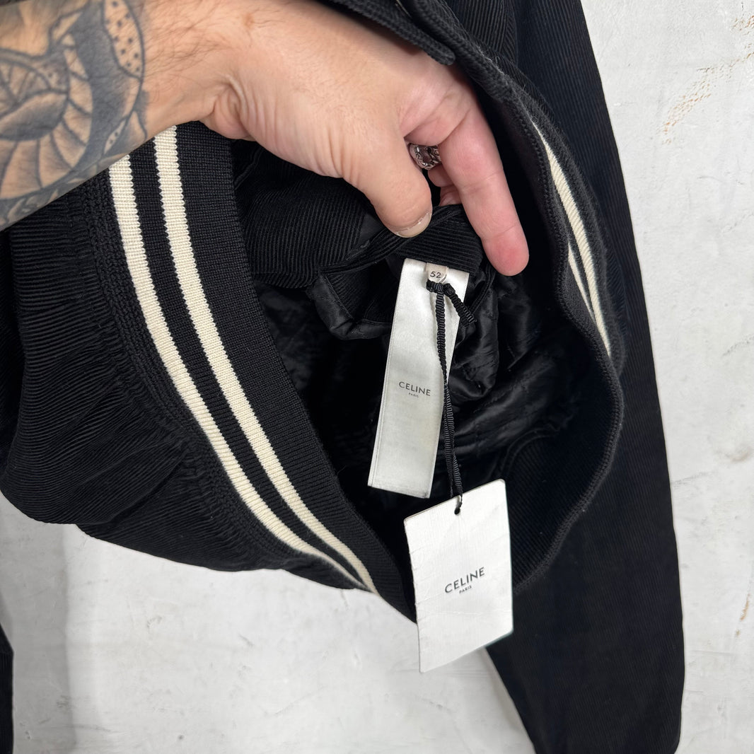 Celine Corduroy Logo Varsity Jacket