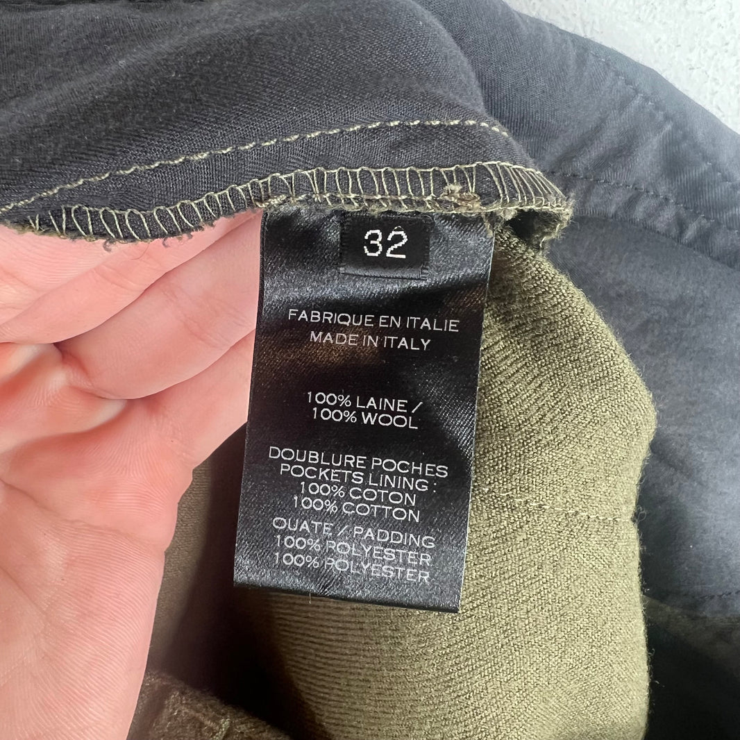 Balmain Green Wool Moto Cargo Pants