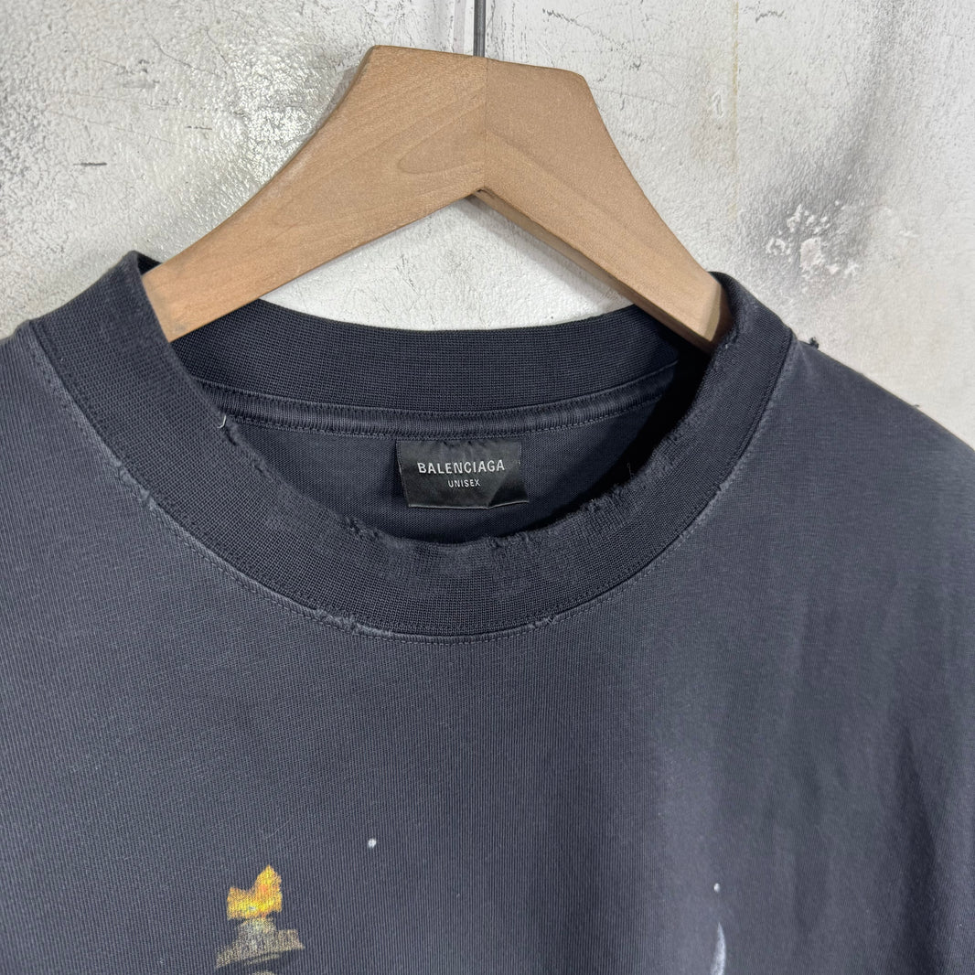 Balenciaga Paris Liberty Distressed T-Shirt
