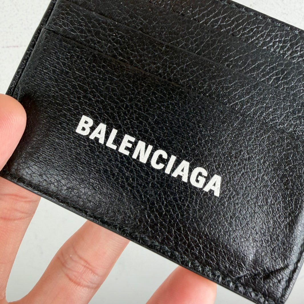 Balenciaga Black Leather Logo Cardholder