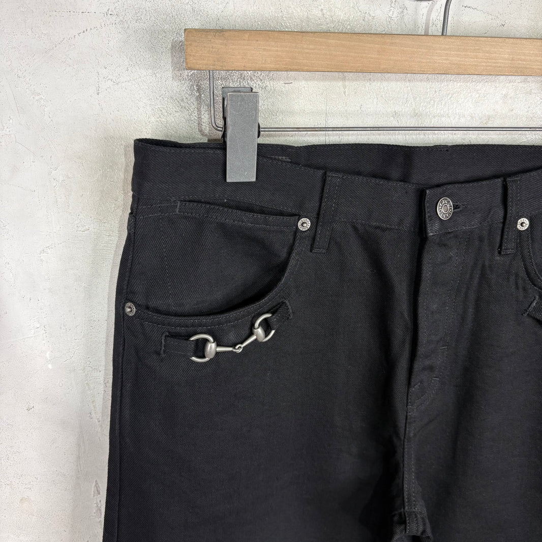 Gucci Raw Black Horse-Bit Jeans