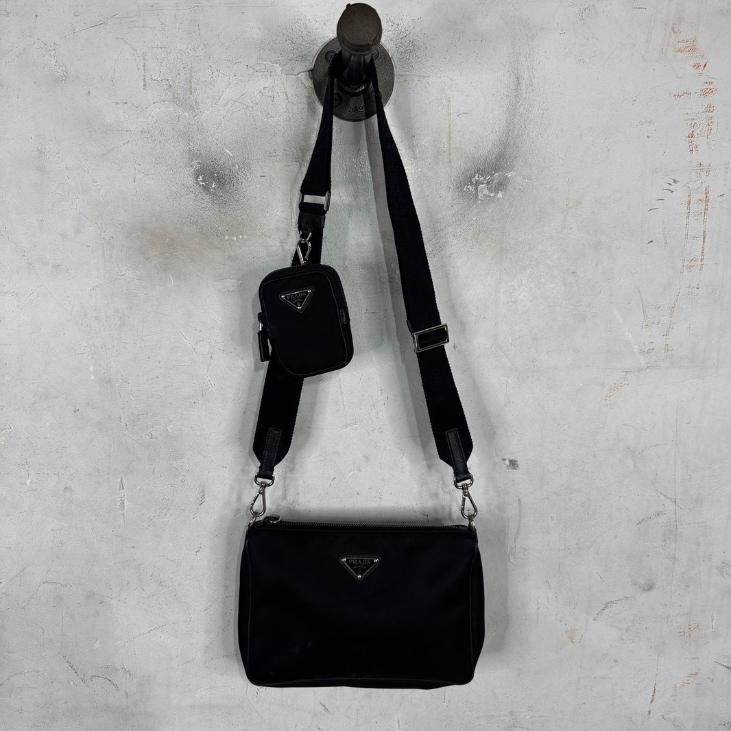 Prada Renylon Large Pocketed Messenger Bag