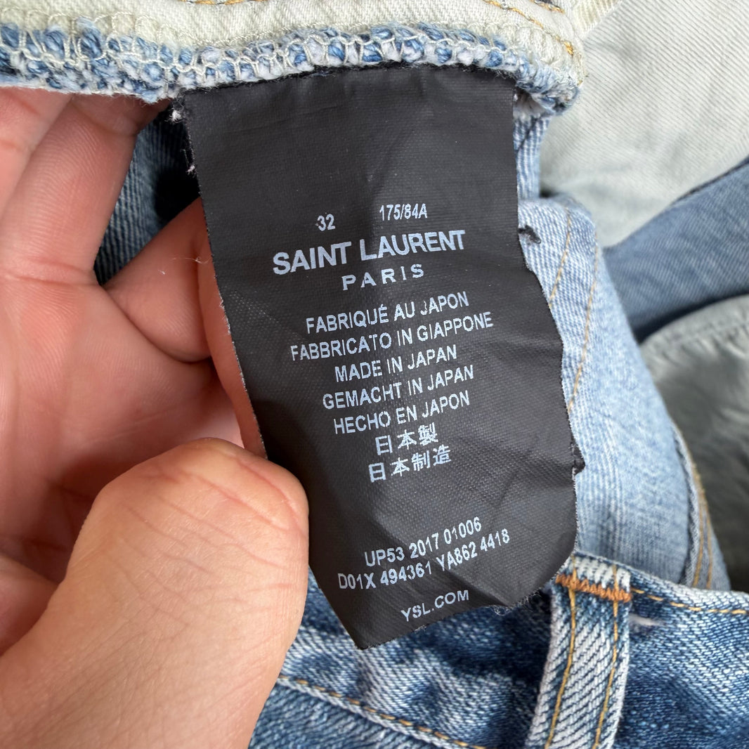 Saint Laurent Light Washed Repaired D02 Jeans