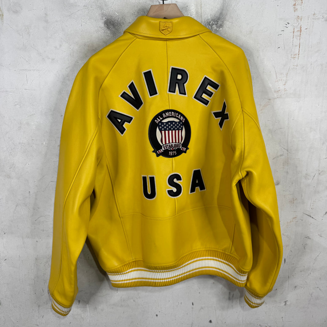 Avirex Yellow Leather Patch Jacket