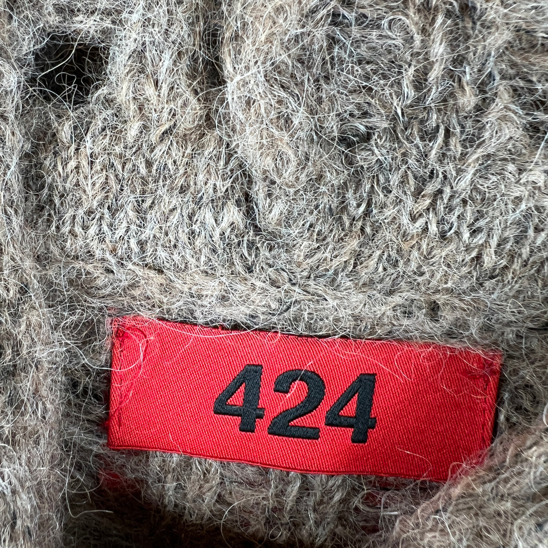 424 Beige Knit Hoodie