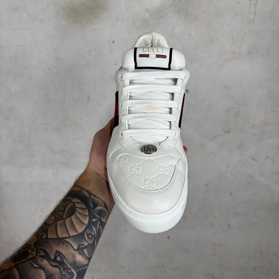 Gucci White Monogram Screener Sneakers