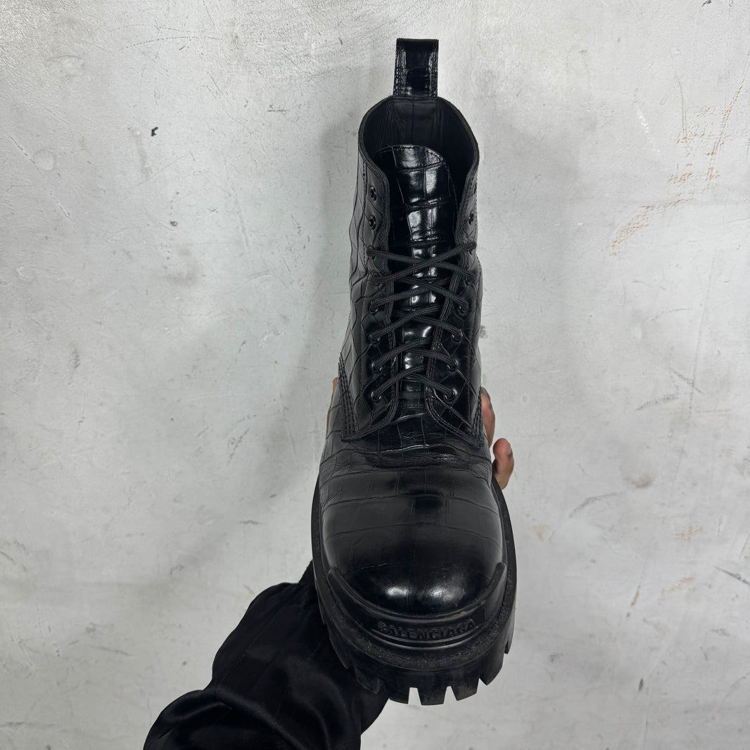 Balenciaga Croc Leather Strike Boots