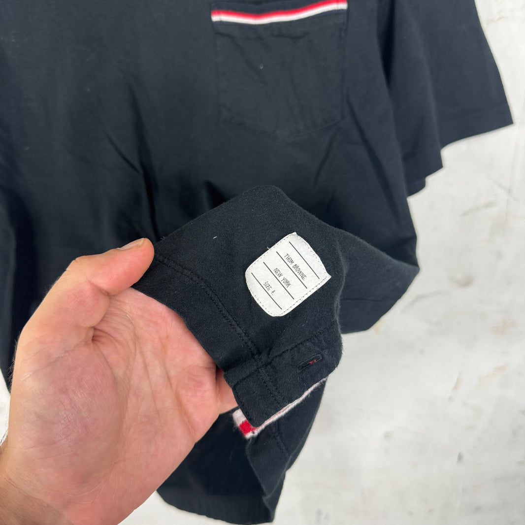 Thom Browne Stripe Trim Pocket T-Shirt