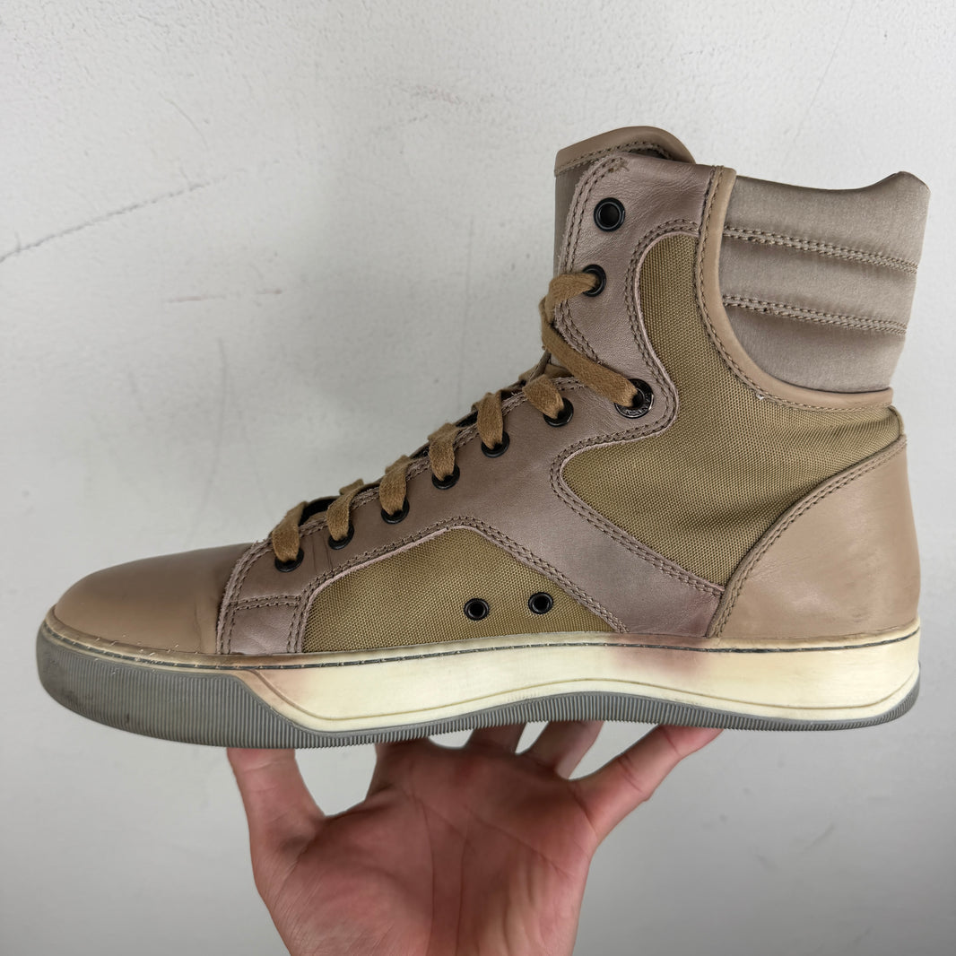 Lanvin Leather Canvas High Top Sneaker
