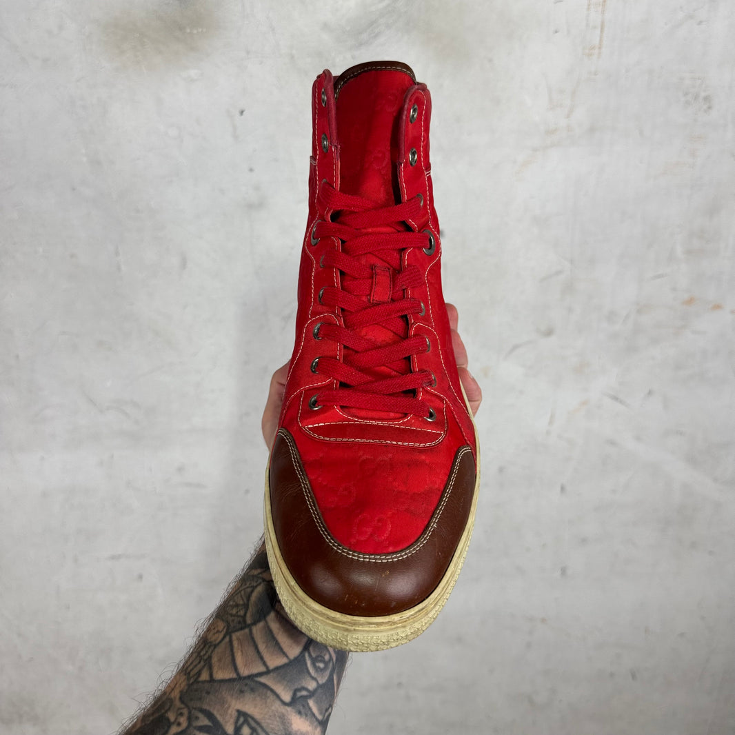 Gucci Red Nylon Monogram Sneakers