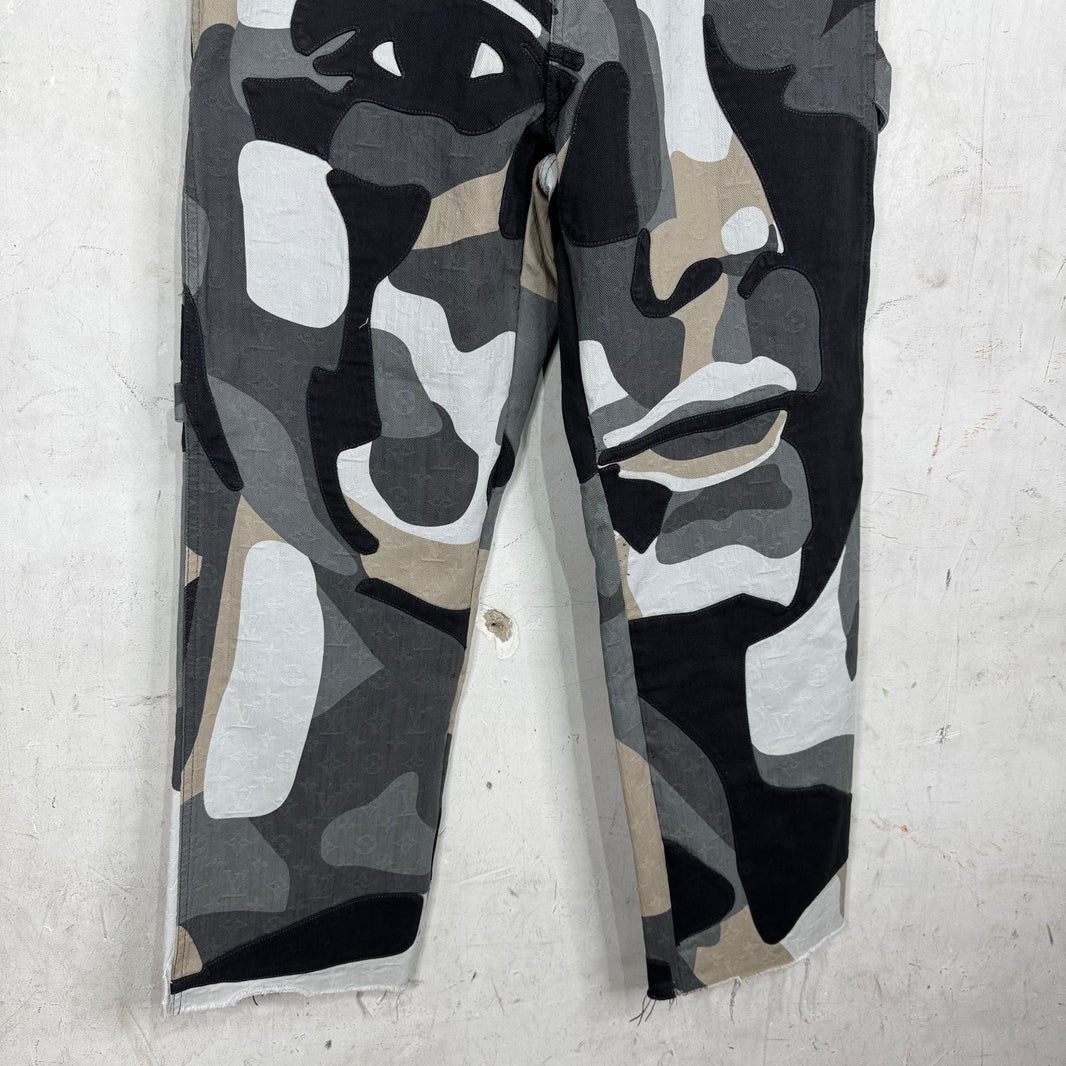 Louis Vuitton Kid Super Paneled Camo Monogram Jeans