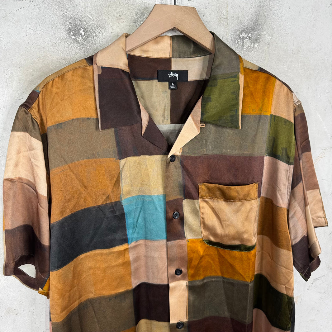 Stussy Painted Color Block Rayon Shirt