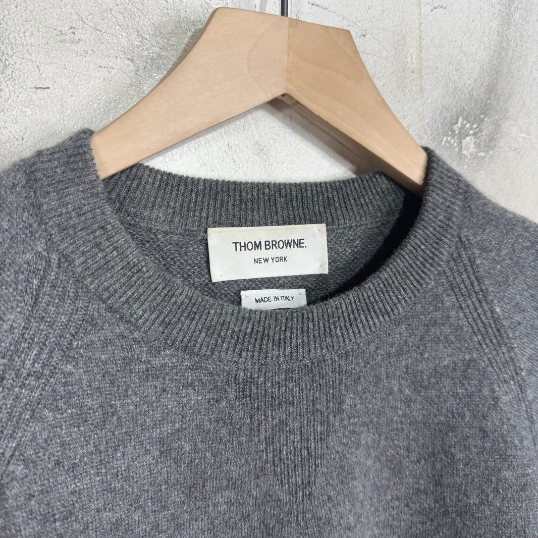Thom Browne Grey Cashmere Striped Sweater