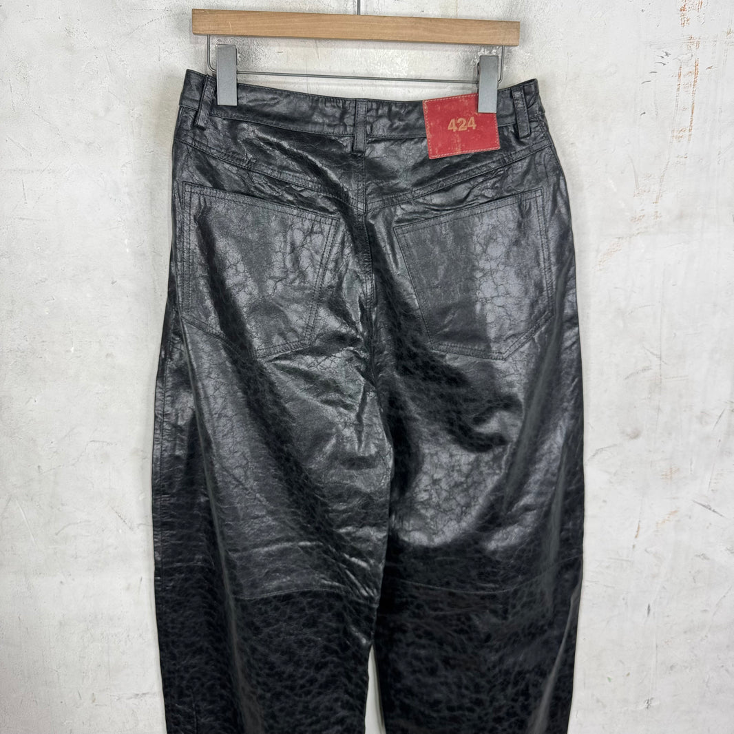 424 Paper Leather Wide Leg Pants